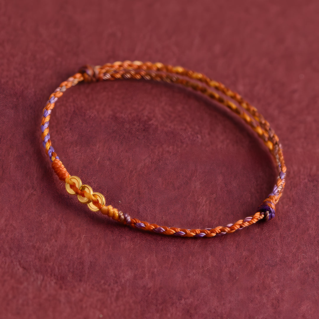 24k Mini Solid 999 Gold Coins Charm Red Rope The 9th Luck era for Men and Women Blessing and Safe Braided Bracelet