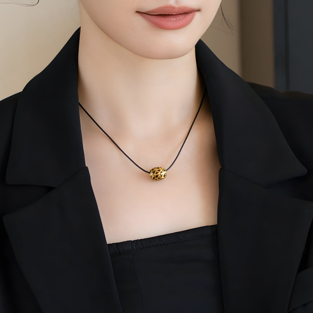 24k Gold 5D Gold Leopard Pattern Enamel Bead Pendant - Gypsophila Co.