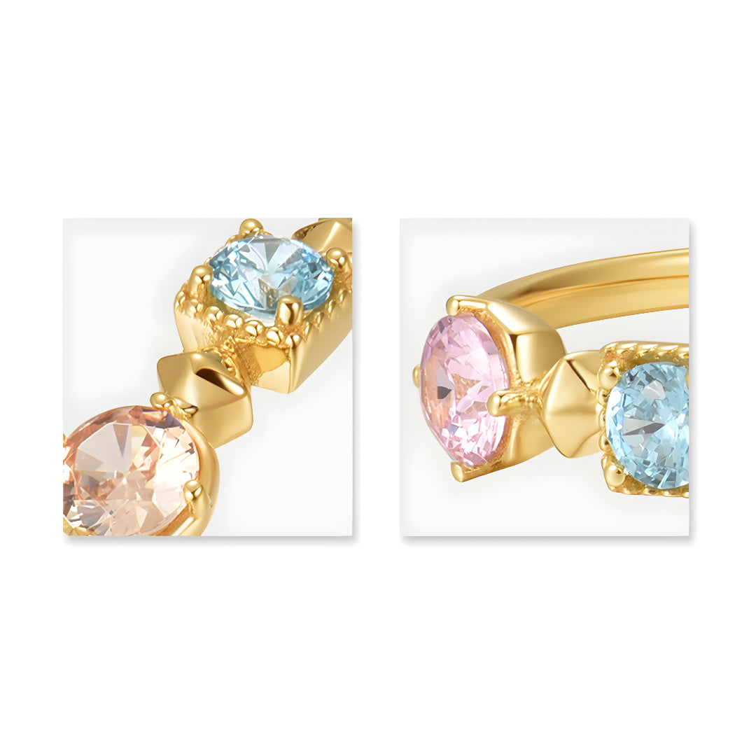 18K Gold Rainbow Summer Light Luxury Stacking Ring - Gypsophila Co.