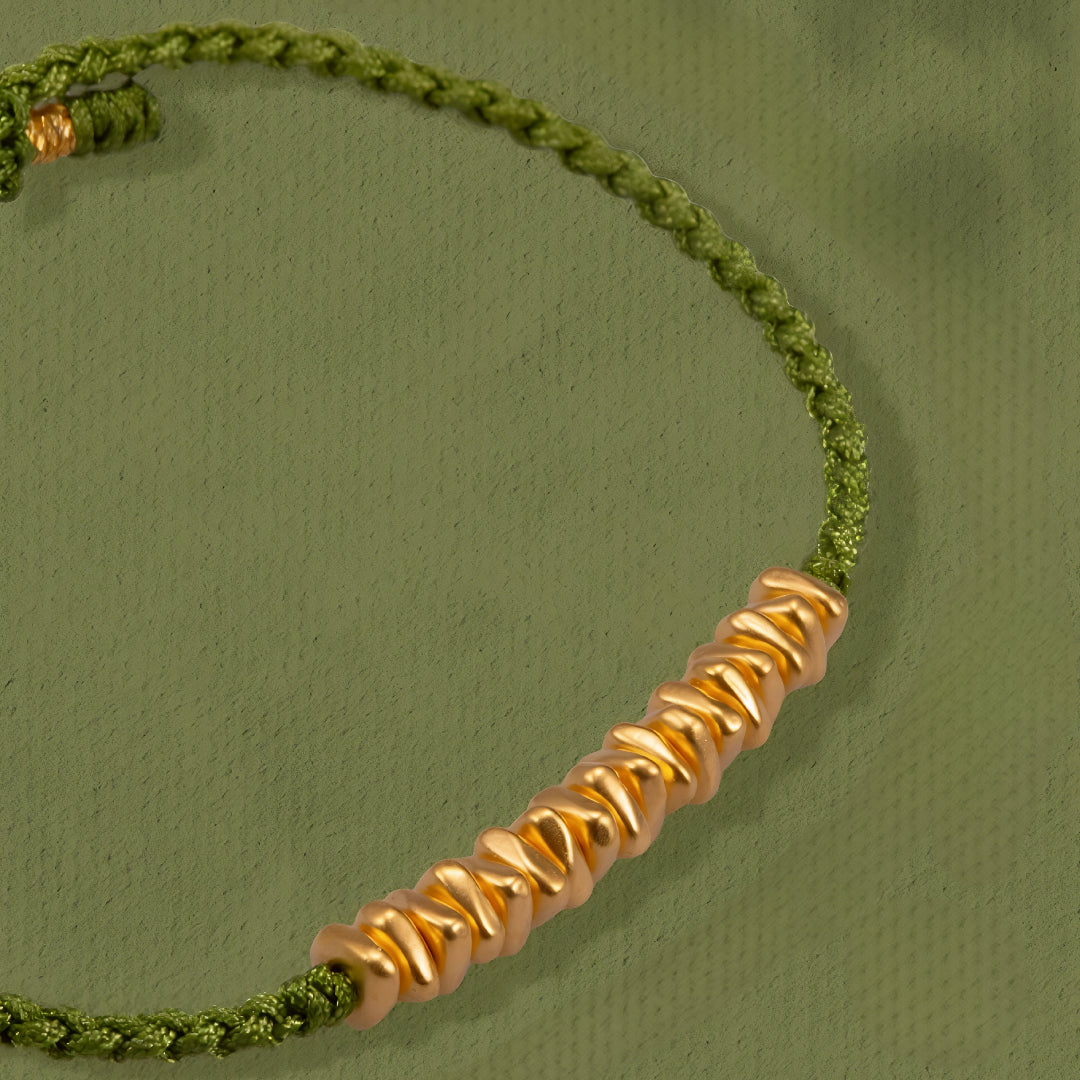 24k Pure 999 Gold Lucky Beads with Red Rope Bracelet