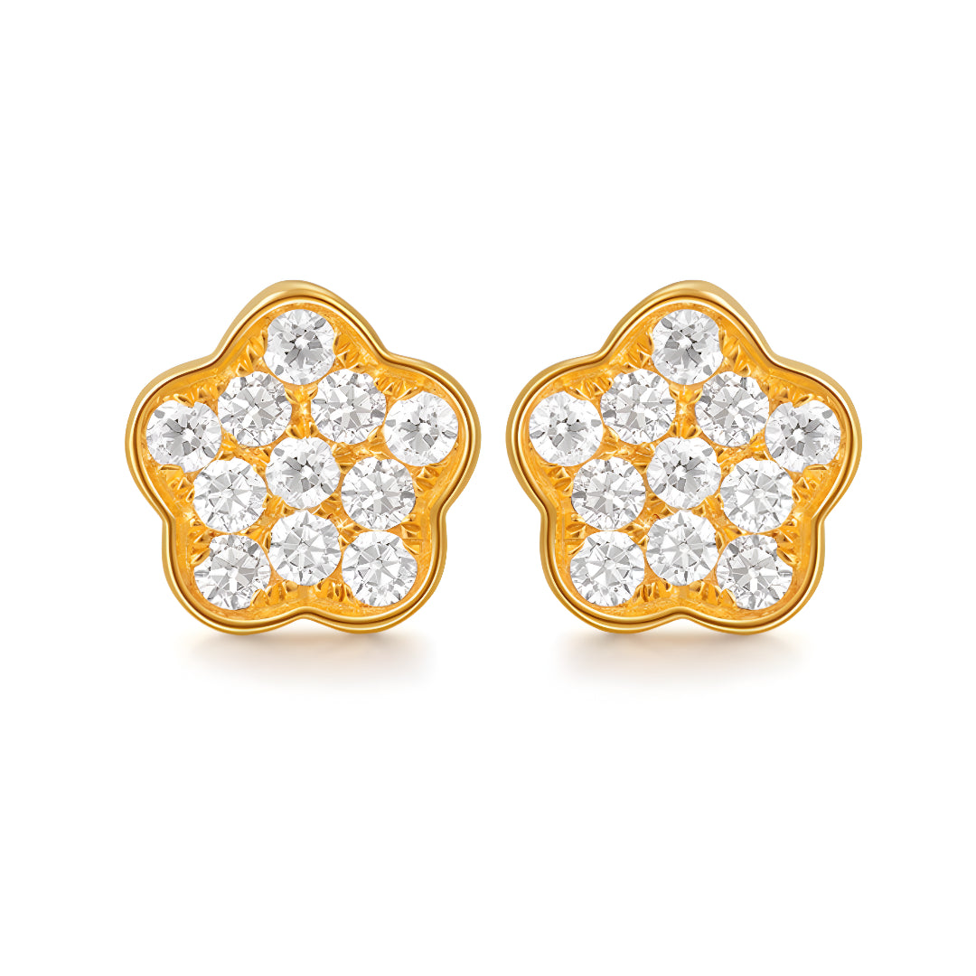 18k Pure Gold Zircon Star Stud Earrings - Gypsophila Co.