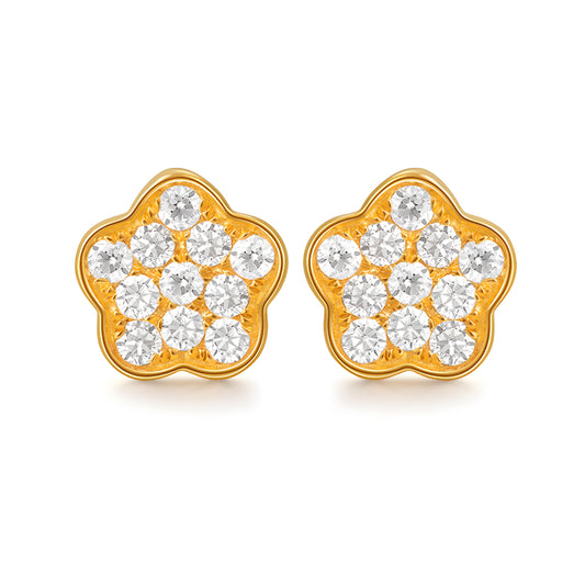 18k Pure Gold Zircon Star Stud Earrings - Gypsophila Co.