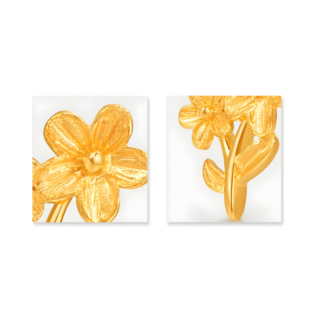 24K Real Gold Flowers 5G Gold Stud Earrings