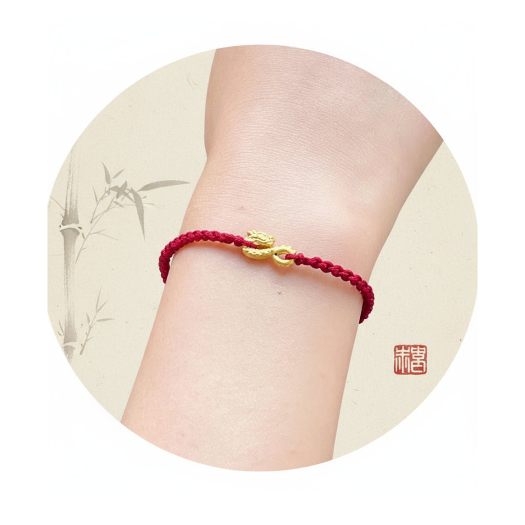 24k 999 Pure Gold 3D Hard Gold Zodiac Dragon Hook D.I.Y Charm Buckle