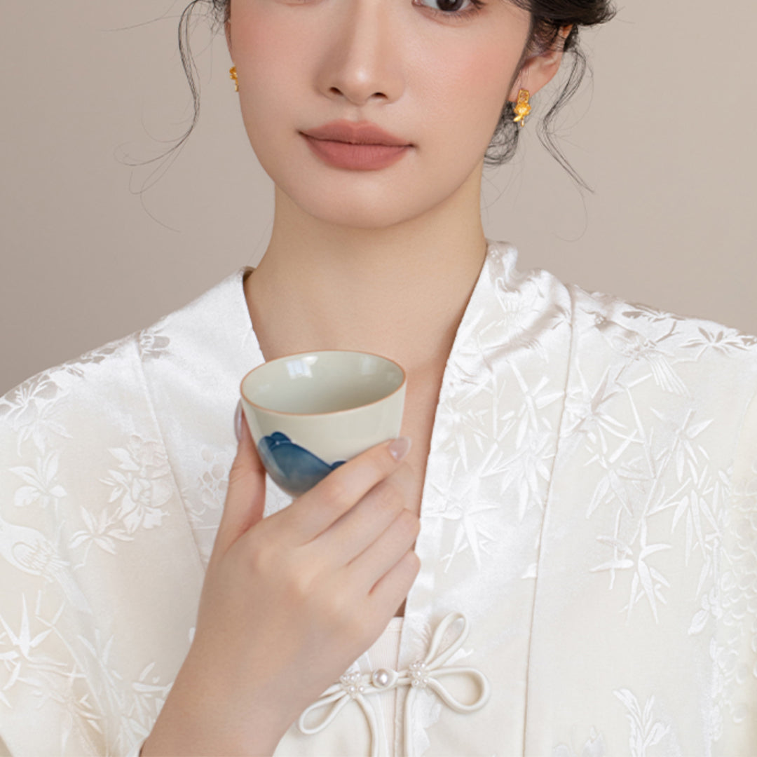 24K Pure Earrings Anicent Style Window Art Lotus Stud Earrings - Gypsophila Co.