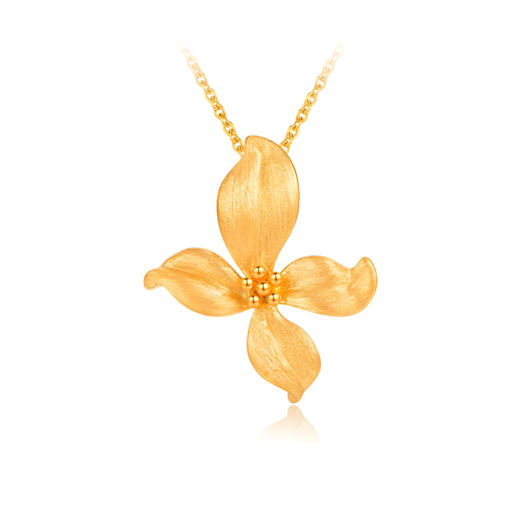 24k Pure Gold Orchid Flower Pendant