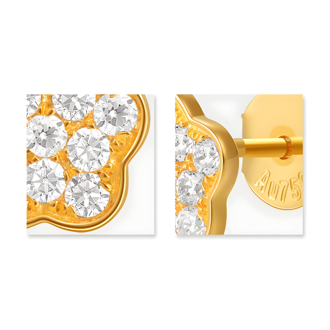 18k Pure Gold Zircon Star Stud Earrings - Gypsophila Co.