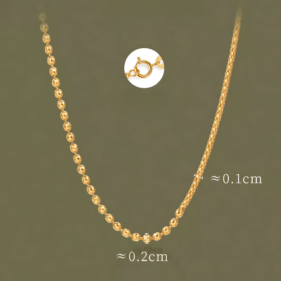 18K Real Gold Cat eye Beads chain Necklace
