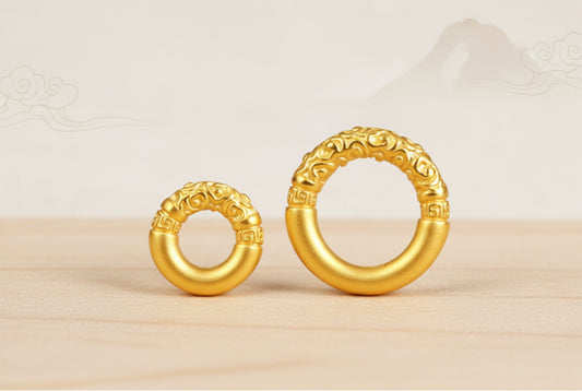 24k Real Gold 999 3D Hard Gold Cloud Ruyi Peace Buckle D.I.Y Charm Pendant