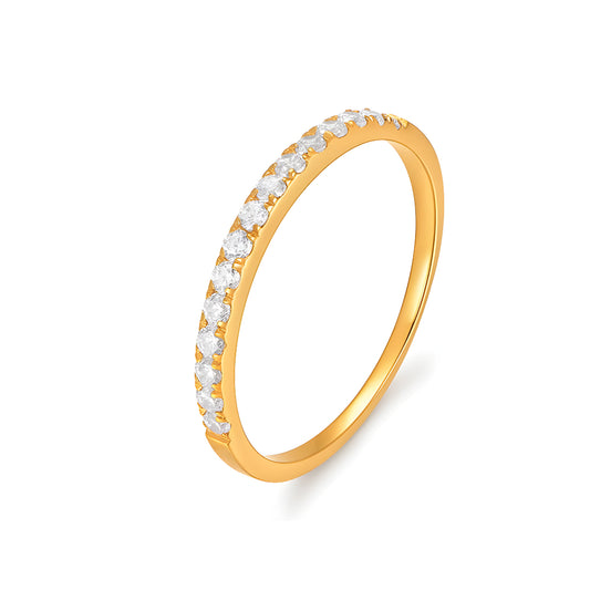 Starlight Zircon Ring 18K Gold Ring Shining Wedding Band Proposal Ring