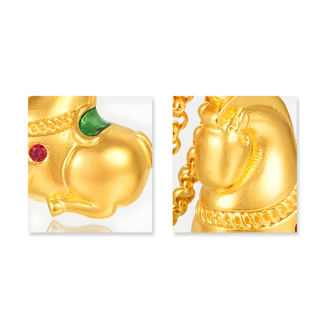 24k Solid Chinese Zodiac Tang Dynasty Style Year of Horse Pendant - Gypsophila Co.