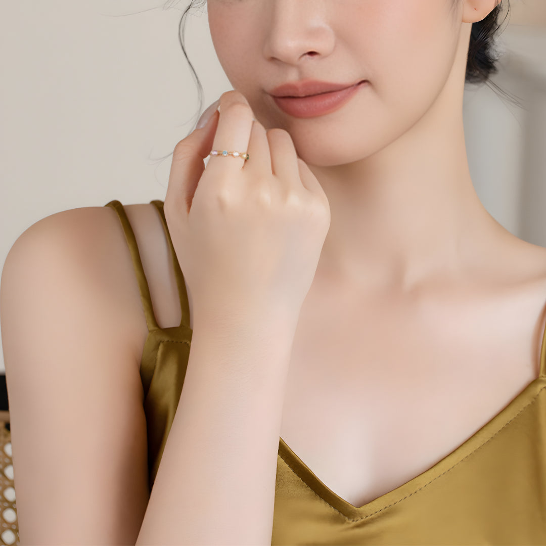 18K Gold Rainbow Summer Light Luxury Stacking Ring - Gypsophila Co.