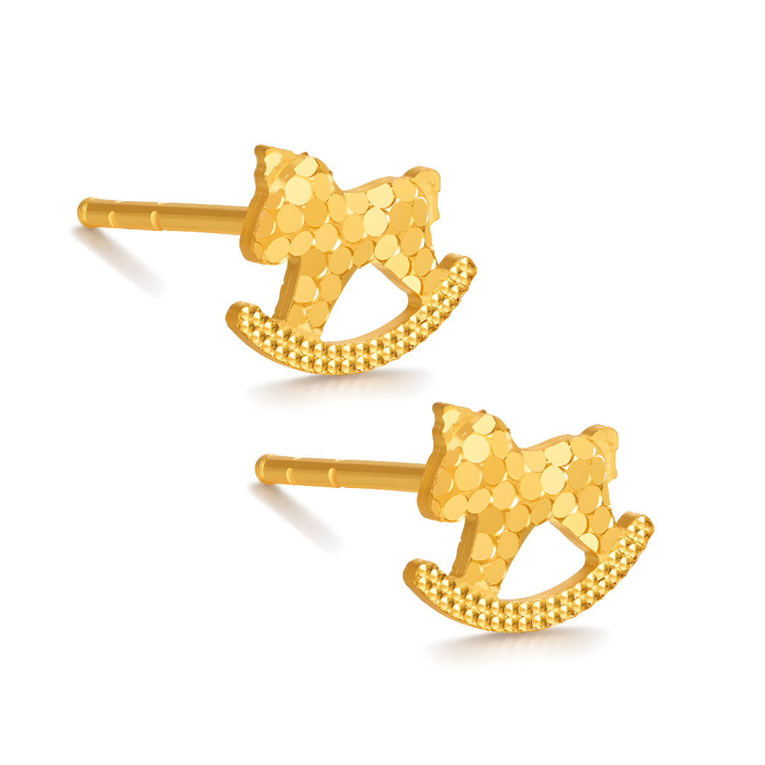 24K Pure Gold Shinning Rocking Horse Stud Earrings - Gypsophila Co.