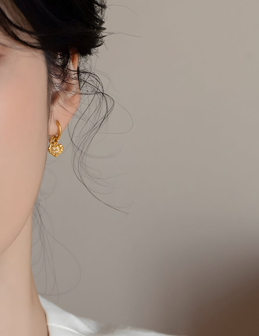 24K Pure Gold Moon Heart Star Charms Pendant - Gypsophila Co.