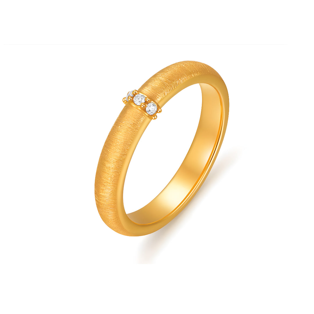 24k Pure Gold 5D Hard Gold Moissanite Band Stacking Ring