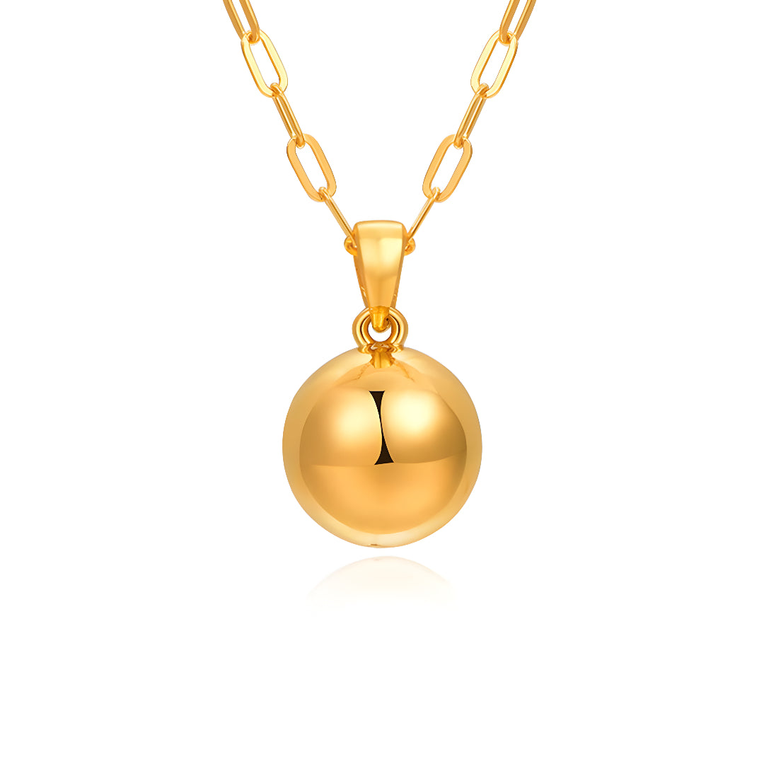 24K Real Gold 5D Hard Gold Ball Minimal Minimalist Pendant