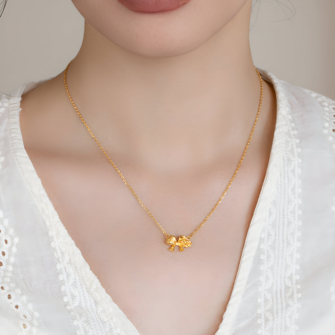 24K Pure Gold Butterfly Bow Tie Pendant Lovely Gift Necklace - Gypsophila Co.