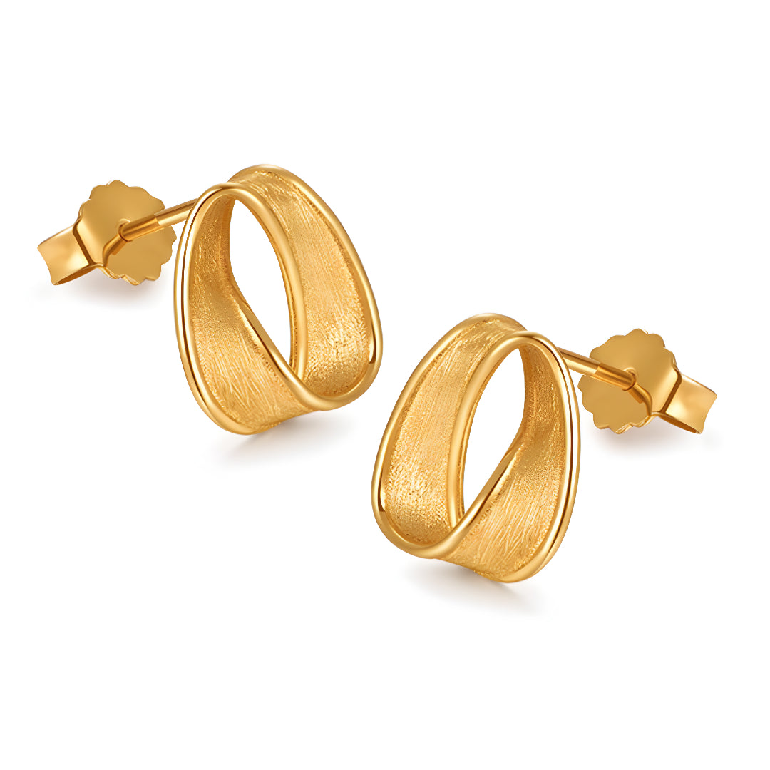 18K Pure Gold Luxury Minimalist style Twist Stud Earrings - Gypsophila Co.