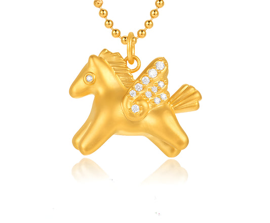 24k Pure Gold 5D Gold Flying Wings Pendant - Gypsophila Co.