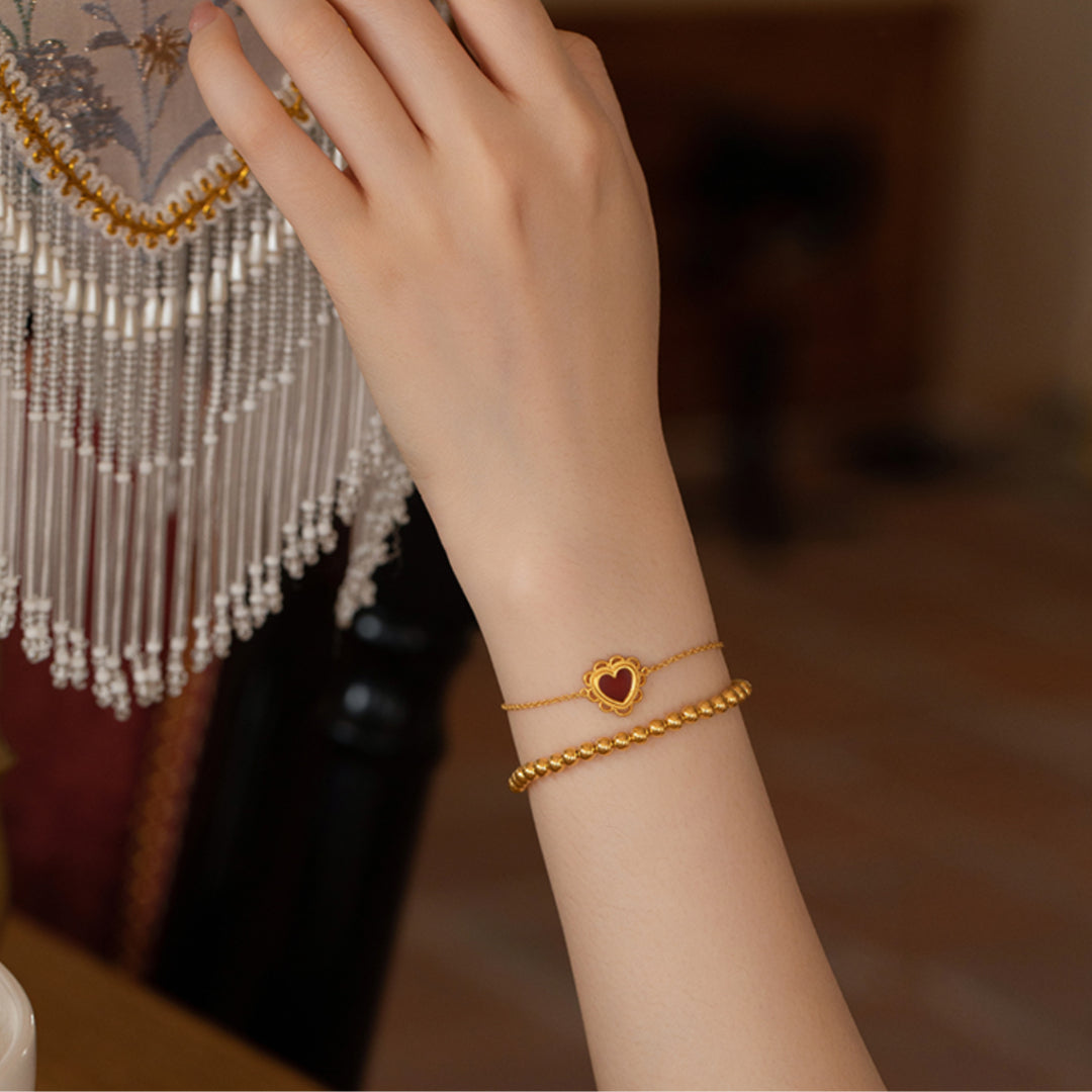 24K Real Gold 5D Hard Gold Minimal Minimalist Beads Bracelets