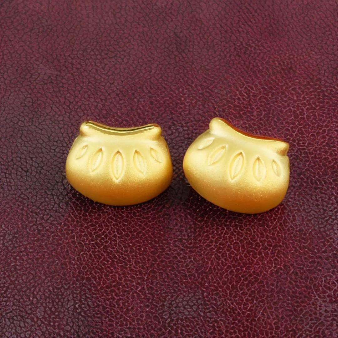24K Pure 999 Gold Lucky Blessing Steamed Dumplings Charm Pendant