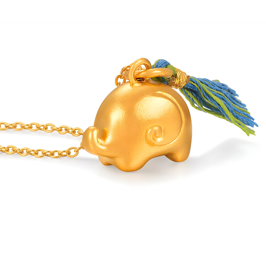 24K Real Gold Cute Elephant Pendant