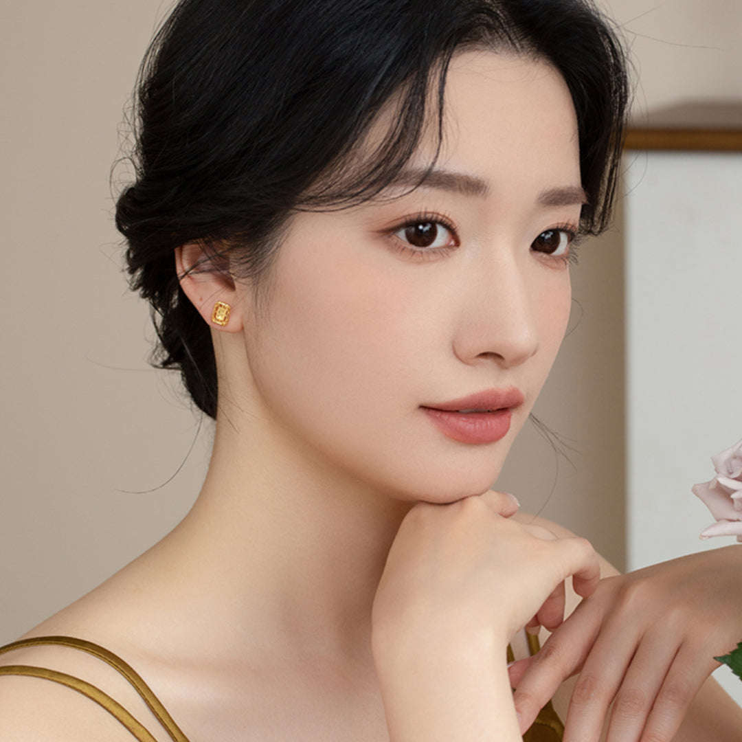 24K 5G Gold Sparkling Geometric Stud Earrings - Gypsophila Co.