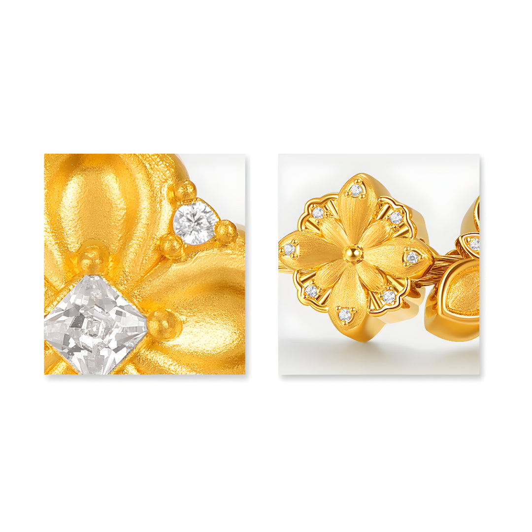 24k Real Gold Charm Zircon Clover Flower D.I.Y Pendant - Gypsophila Co.