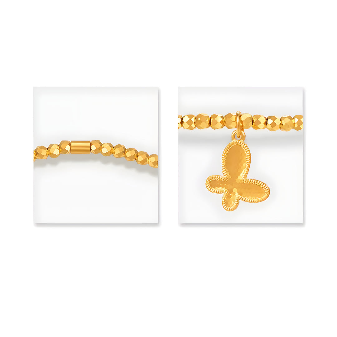 24K Real Gold Butterfly Charm Beads Bracelets