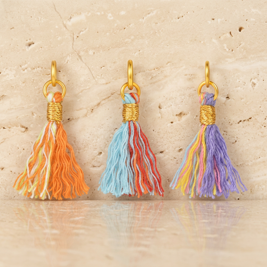 24k Gold Braided Tassel Charm Universal Pendant for Bracelet,Necklace and More