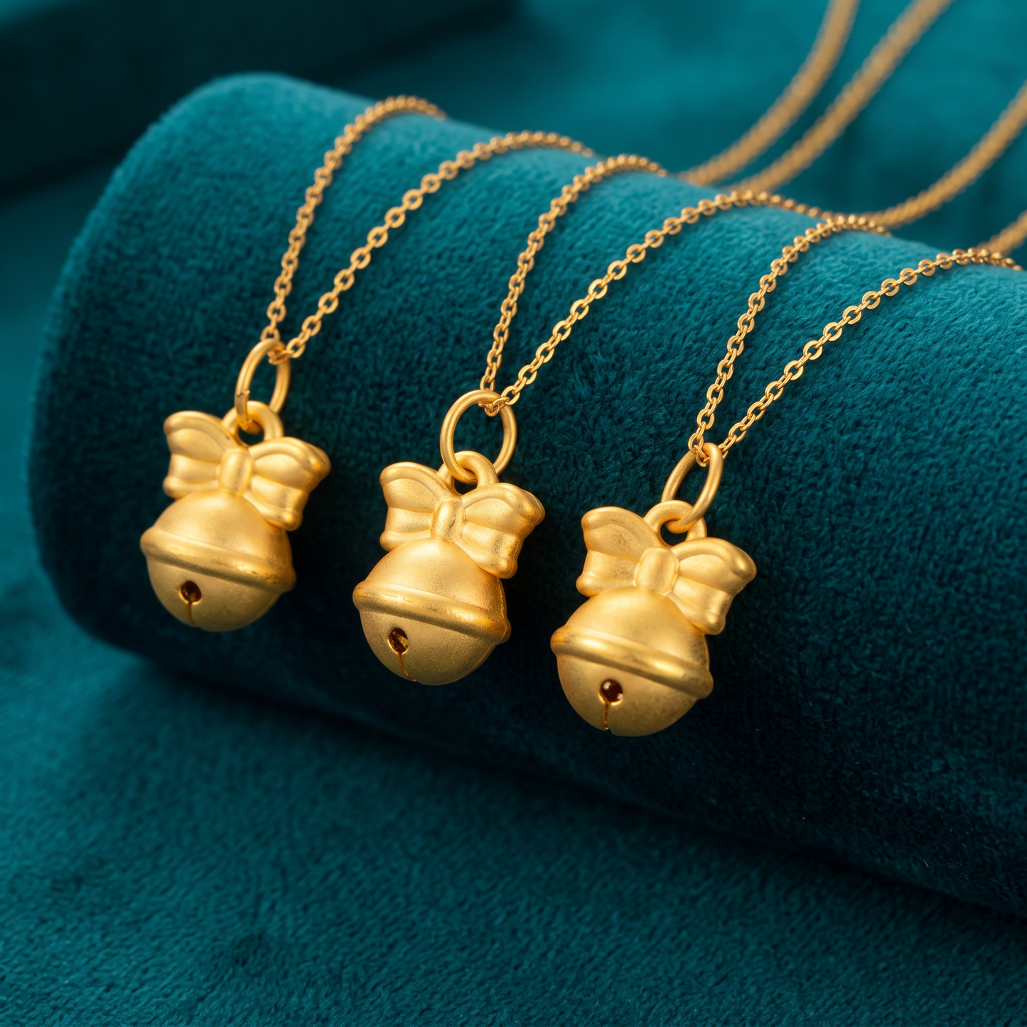 24K 999 3D Gold Mini D.I.Y Bell Sound Bow Style Charm