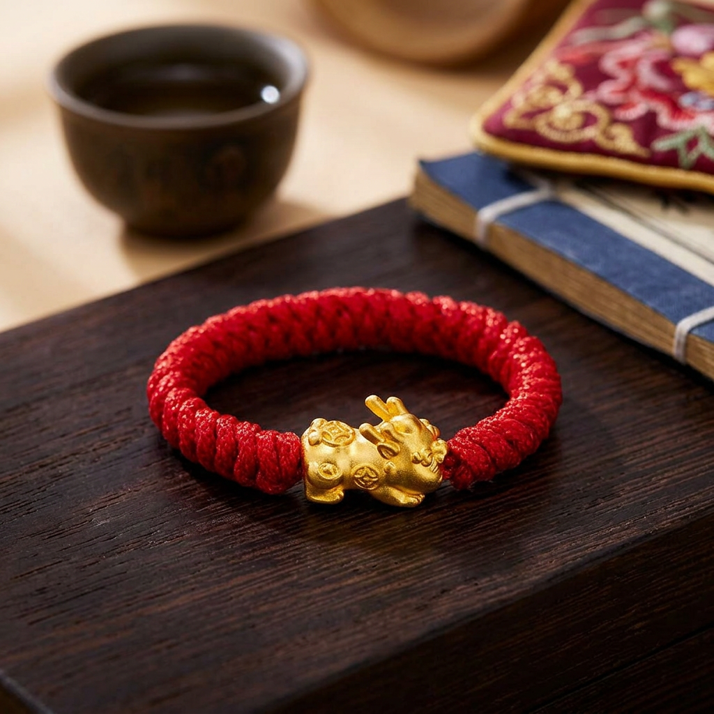 24K 999 Lucky Bring Wealth Pixiu Charm Weaving Ring