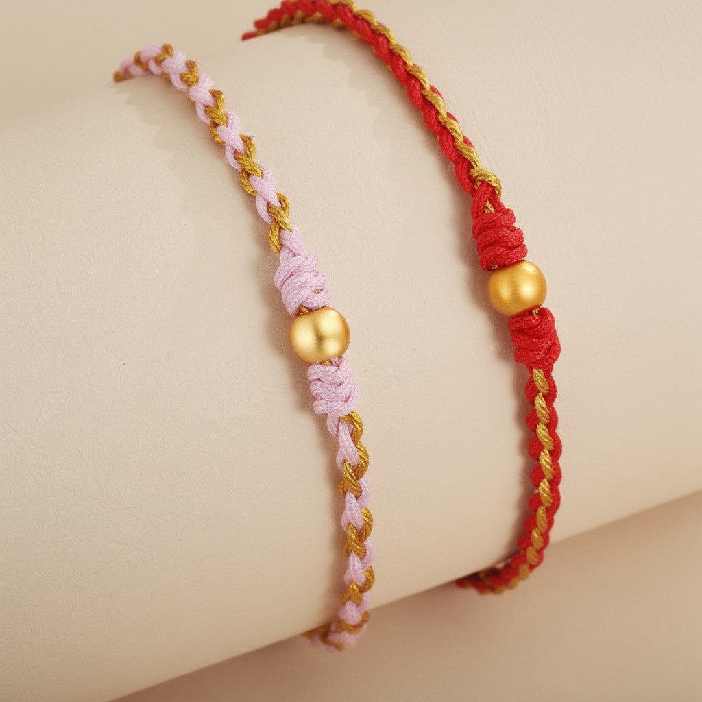 24K 999 Gold Minimal Minimalist Cube Bead Charm Adjustable Bracelet