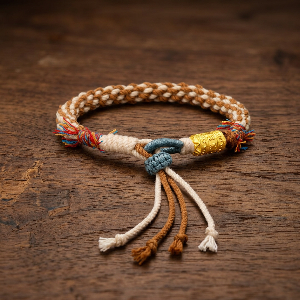 24K Gold Spiritual Mantra Protection Charm Braided Bracelet