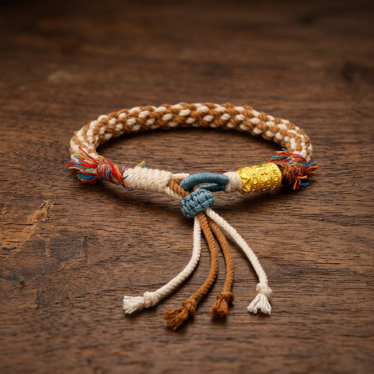 24K Gold Spiritual Mantra Protection Charm Braided Bracelet