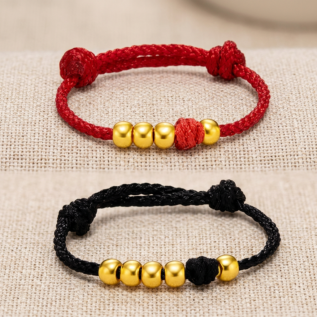 24K 999 Fortune Turning Bead Weaving Couple Men Women Ring