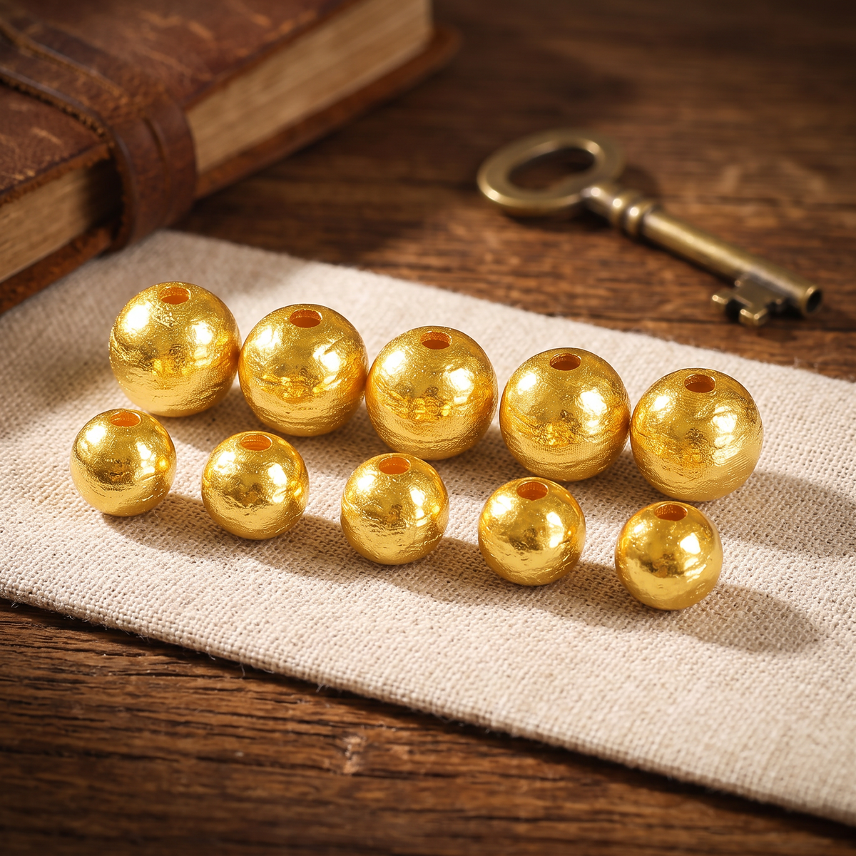 24k 999 Gold Hammered Spacer Beads D.I.Y Charm Accessories Craft