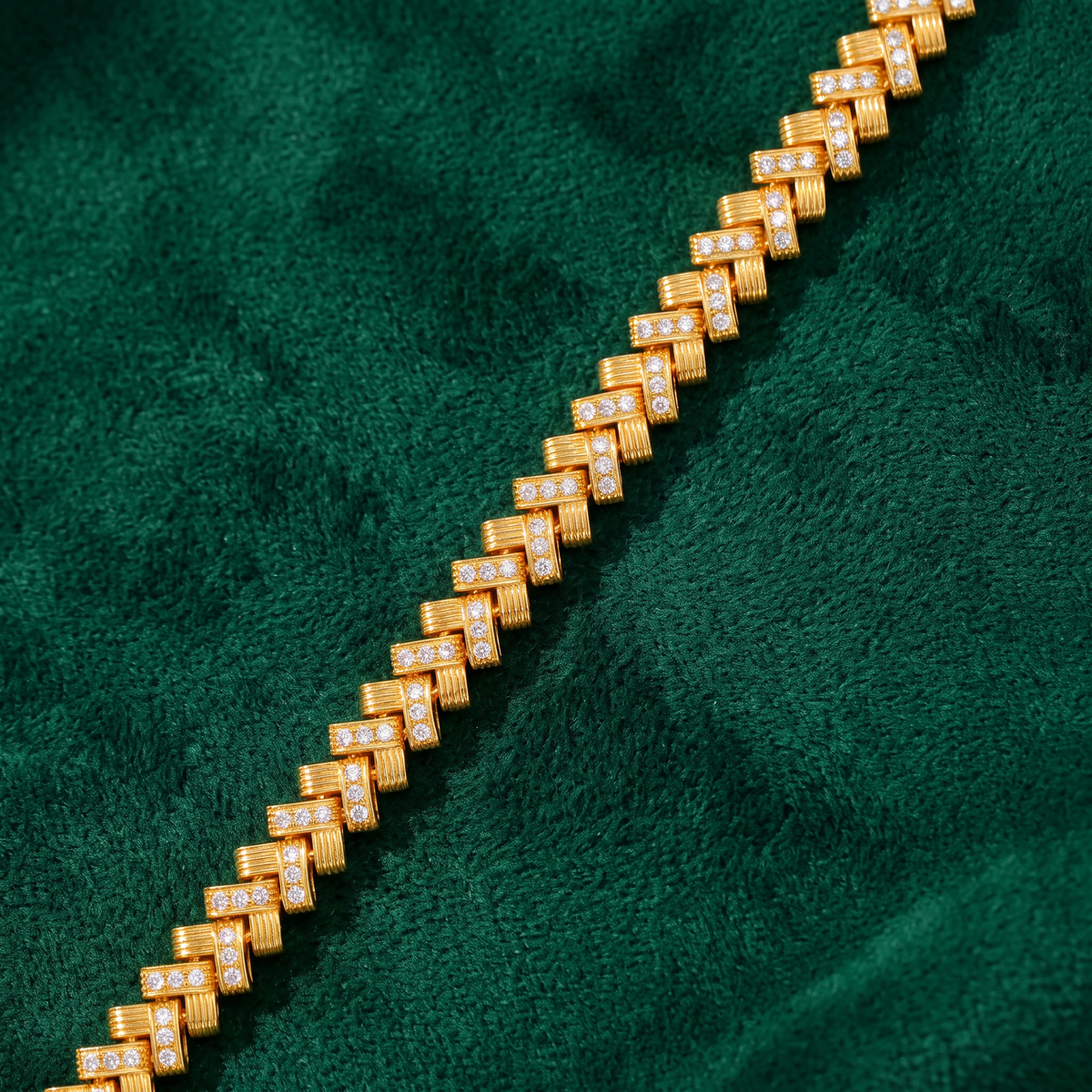 18k Fine Gold Wide Zircon Fashion Bracelet