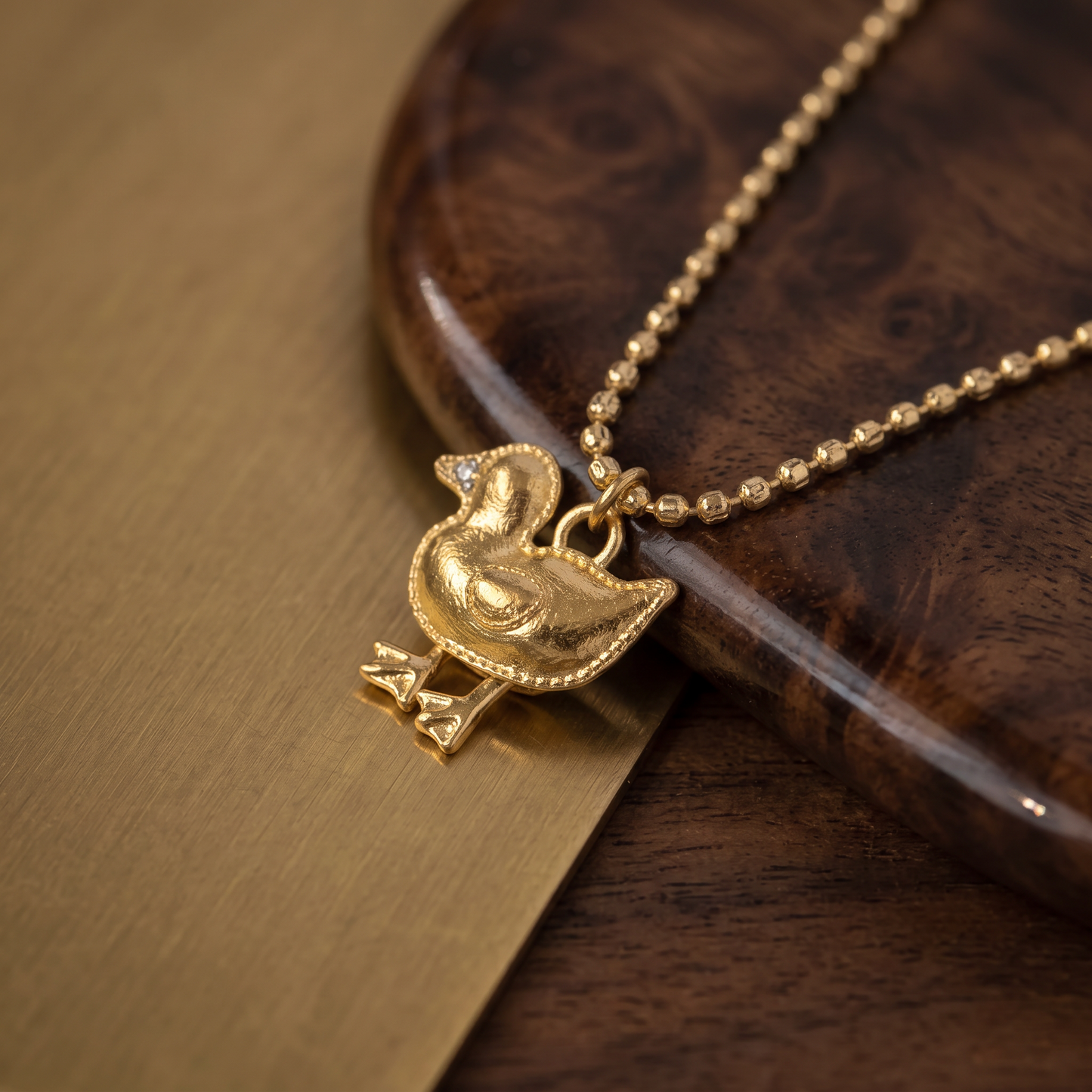 24K 999 Fine Gold Moving Lucky Duck Charm Pendant