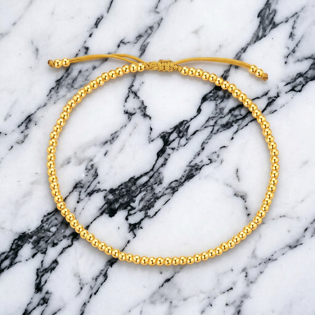 24K Gold Beads Minimal Weaving Adjustable Bracelet