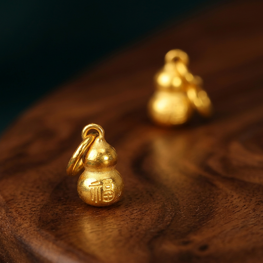 24k 999 Solid Gold Mini Chinese Blessing Gourd  D.I.Y Jewelry Making for Bracelet Necklace