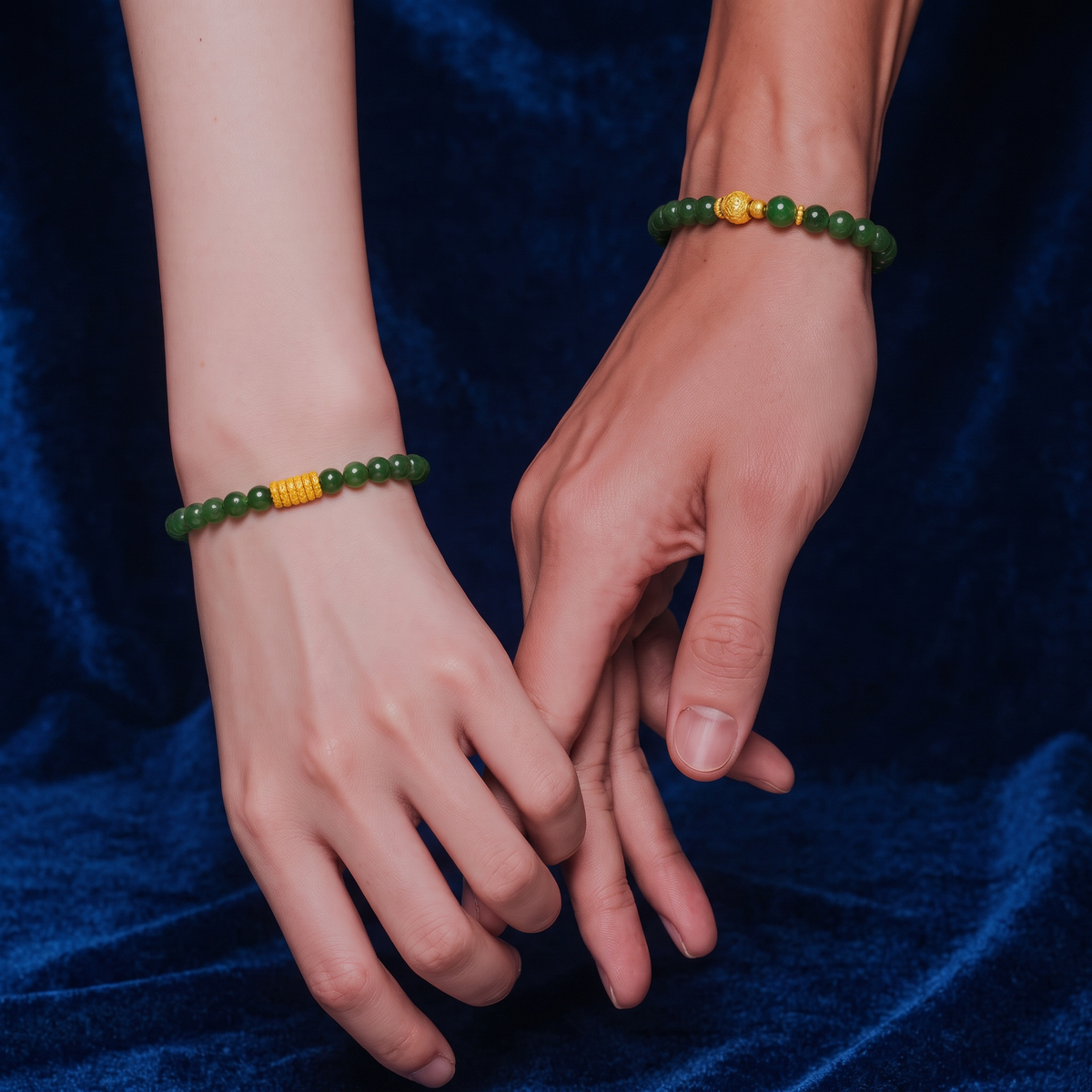 24k Gold Gourd Beads Lock Charm Jade Bracelet D.I.Y Making Kit