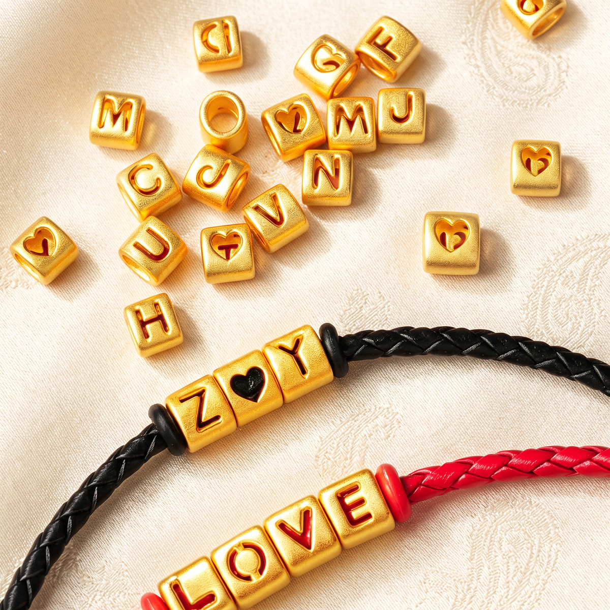 24K 999 Fine Gold Alphabet Letter Initials Bead D.I.Y Charm Bestfriend Love One Birthday Unisex Men and Women