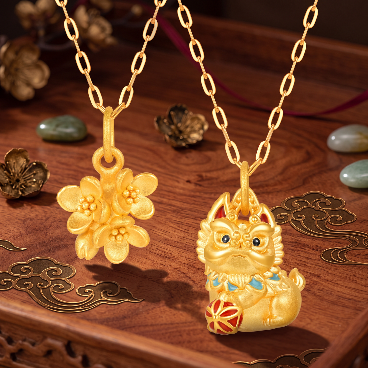 24K Gold Pixiu Flower Carp Rabbit D.I.Y Charm Spacer