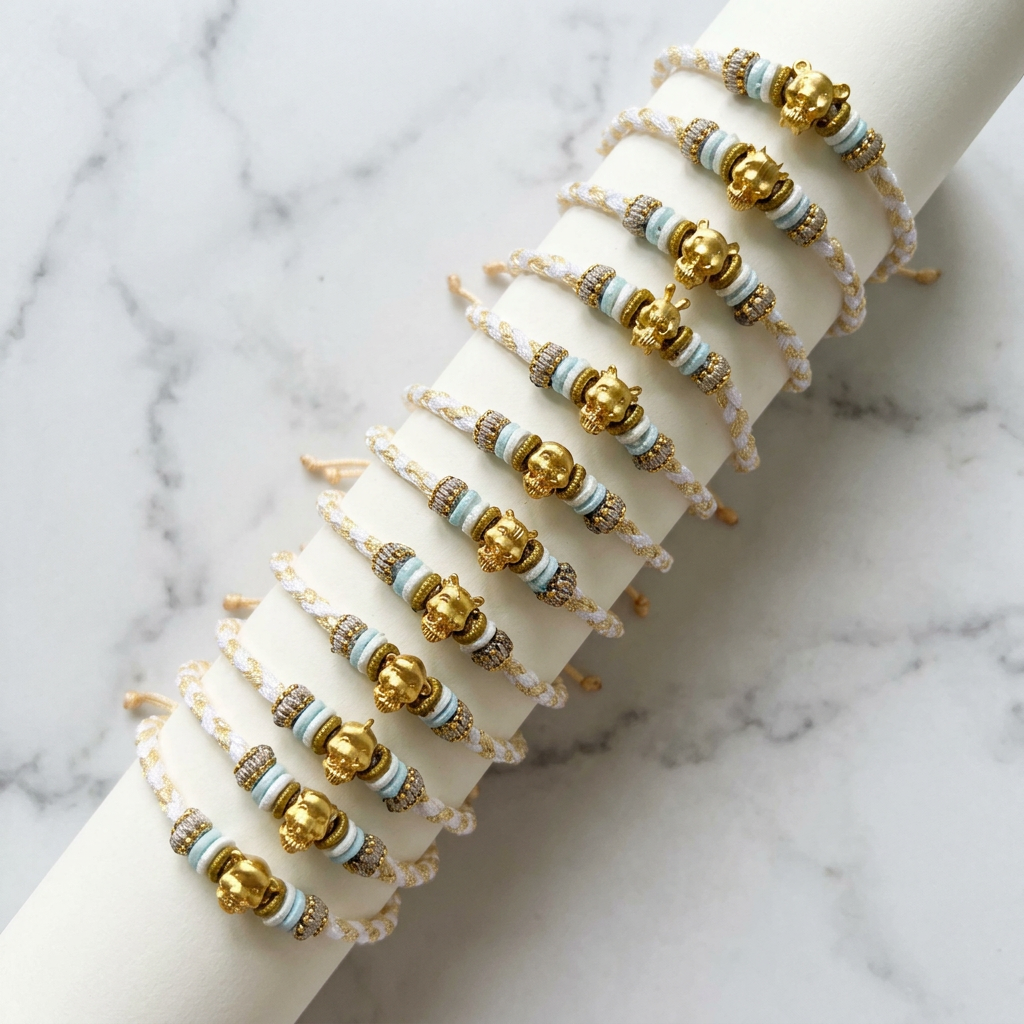24K Gold 12 Zodiac Animal Horse Dragon Weaving Braided Bracelet