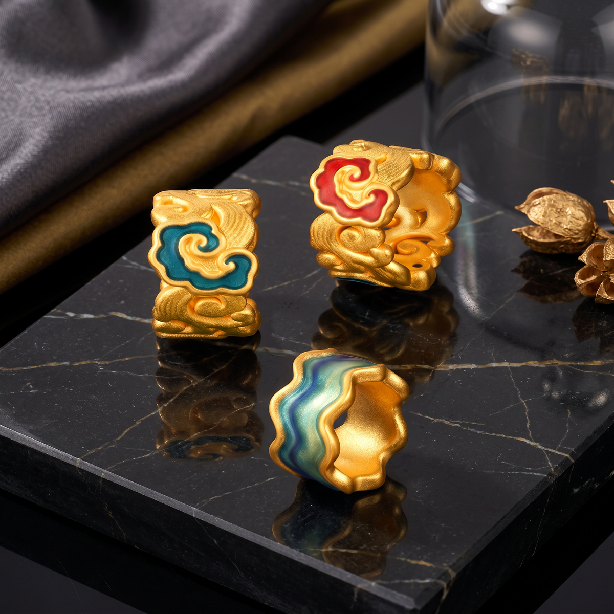 24K Gold Pixiu Flower Carp Rabbit D.I.Y Charm Spacer