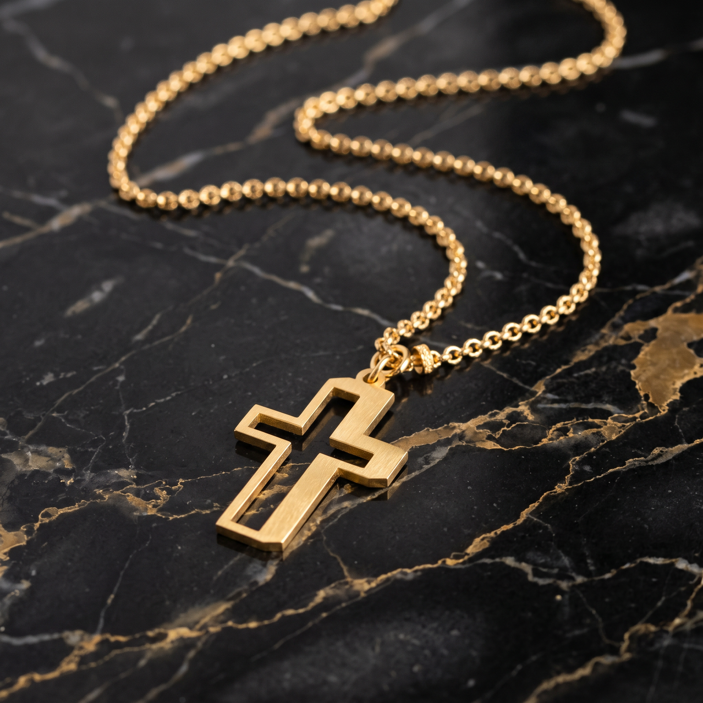 24K 999 Fine Gold Men Women Unisex Cross Charm Minimal Style