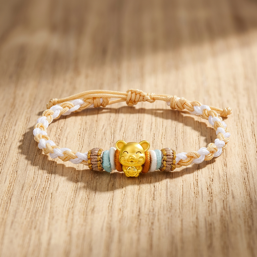 24K Gold 12 Zodiac Animal Horse Dragon Weaving Braided Bracelet