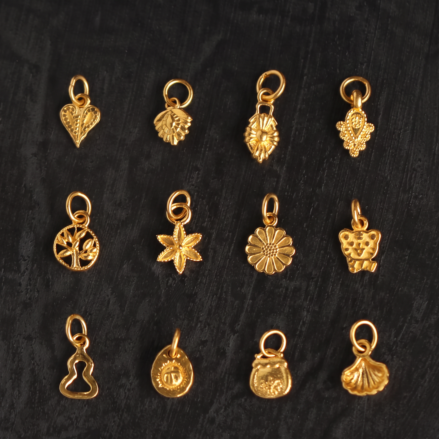 24K 999 Mini Flower Gourd Heart Shapes D.I.Y Charm