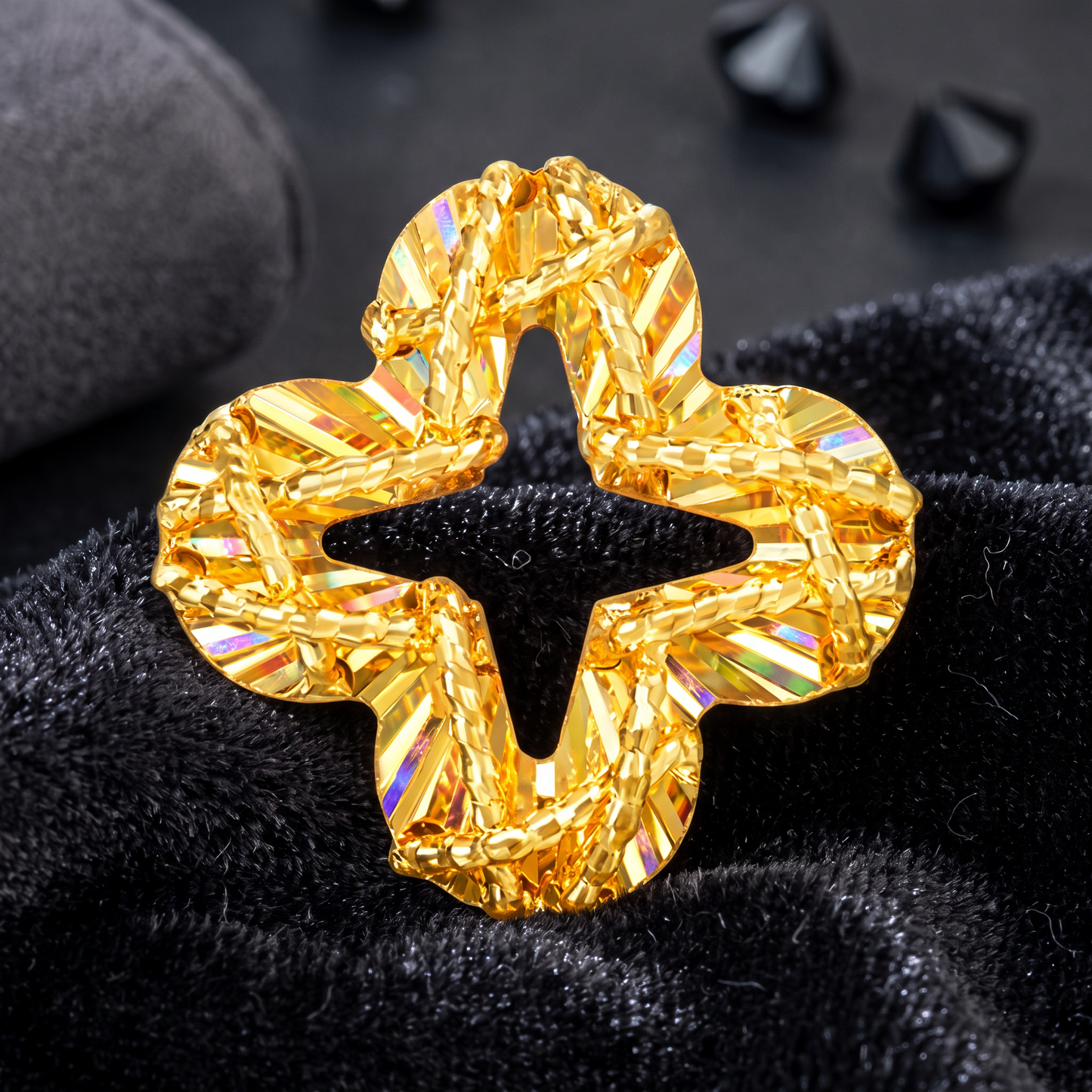 Radiant 24k Lucky Clover 5G Gold Stud Earrings